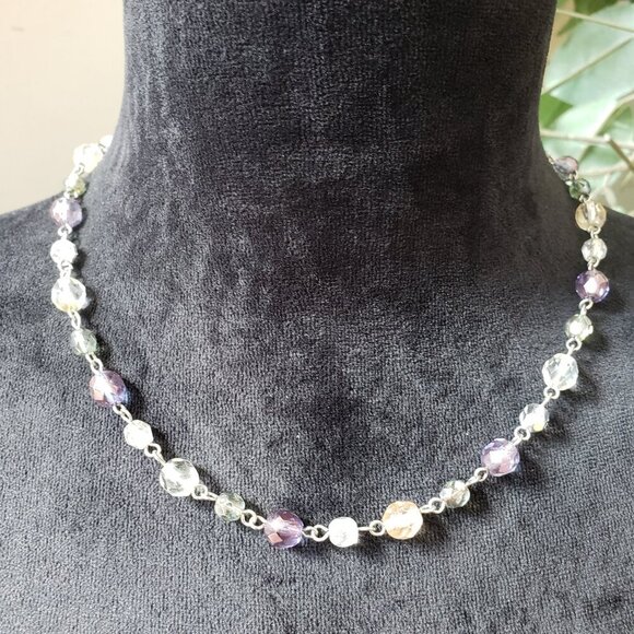 Womens Fashion Multicolor Crystal Faceted Beaded Necklace with Lobster Clasp - Picture 2 of 6